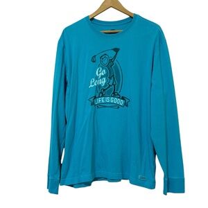 Life Is Good Women’s XL Turquoise Go Long Graphic Golf Crusher Tee Shirt Preppy